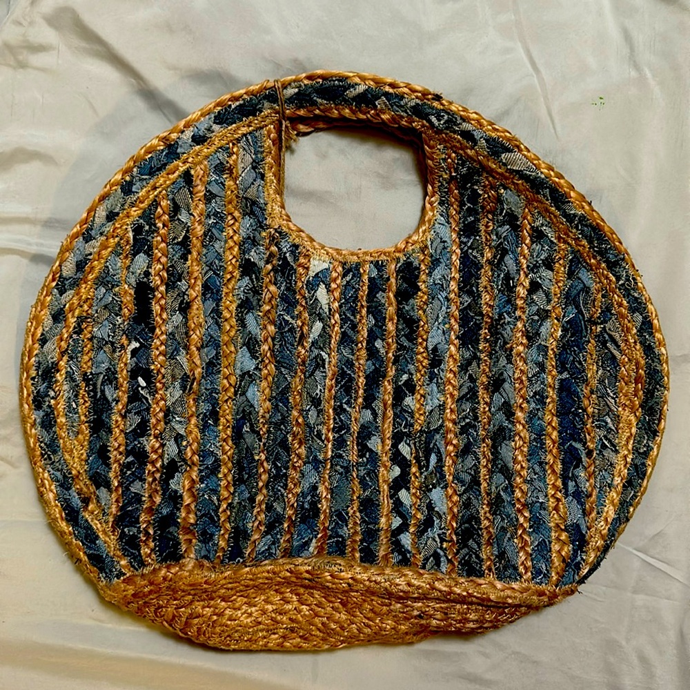 Braided Denim Canvas Bag